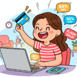 sale, seasonal shopping, online shopping, shopping discounts, online deals, credit card shopping, e-commerce, online discounts, flat illustration, holiday shopping, digital shopping, online savings, shopping convenience, online sale, discount shopping, online retail, ai generated